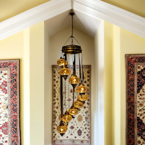 9 Globe Spiral Chandelier (6" Globes)
