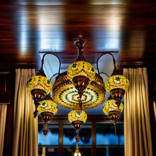 6 Globe Chandelier with center mosaic (6" Globes)