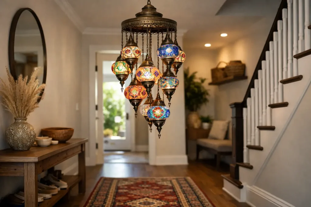 Entryway Makeover With Turkish Chandelier